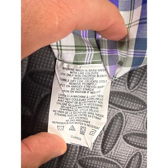 SERO by Forsyth Non-Iron Tailored Fit Long Sleeve Purple Plaid Shirt Men's Small - Picture 6 of 6